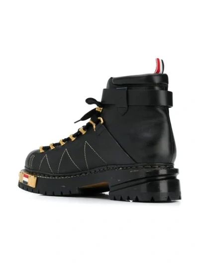 Shop Thom Browne Calf Leather Hiking Boots In Black