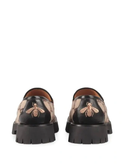 Shop Gucci Monogram Horsebit Loafers In Neutrals
