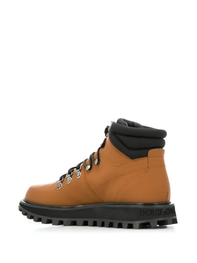 Shop Dolce & Gabbana Vulcano Trekking Boots In Brown