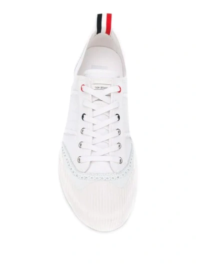 Shop Thom Browne Brogued Lo-top Canvas Trainer In White