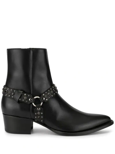 Shop Amiri Studded Harness Ankle Boots In Black