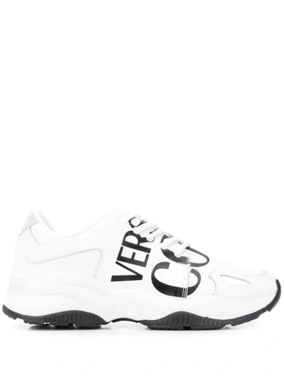 Shop Versace Jeans Couture Logo Print Low-top Sneakers In White