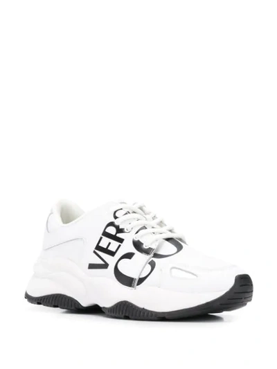 Shop Versace Jeans Couture Logo Print Low-top Sneakers In White