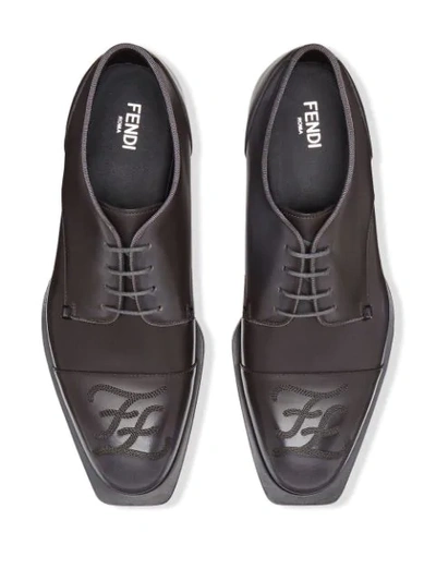 Shop Fendi Karligraphy Derby Shoes In Black