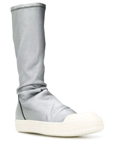 Shop Rick Owens Pull Sock Boots In Silver