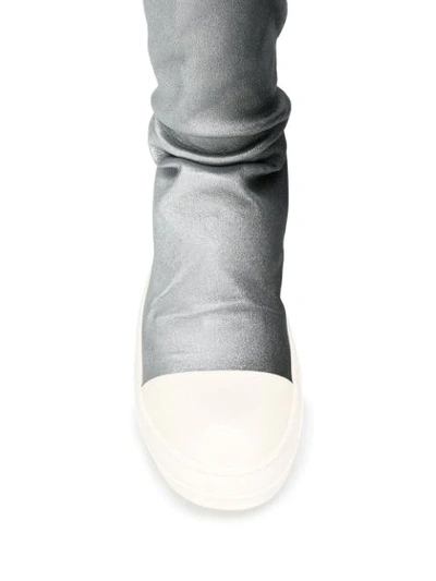 Shop Rick Owens Pull Sock Boots In Silver