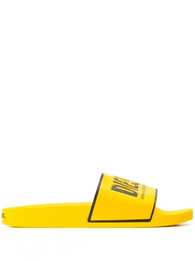 Shop Diesel Pantoletten Mit Logo In Yellow