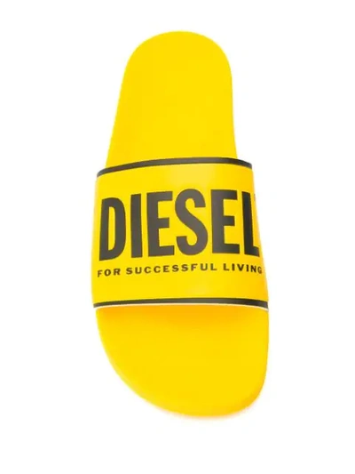Shop Diesel Pantoletten Mit Logo In Yellow