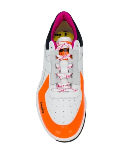 Shop Diadora Mi Basket H Low Mds Fluo Sneakers In White