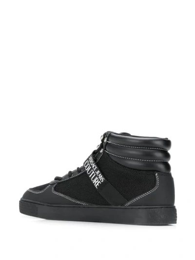 Shop Versace Jeans Couture Contrast Stitching High-top Sneakers In Black