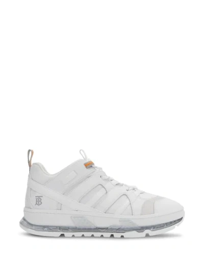 Shop Burberry Union Sneakers In White