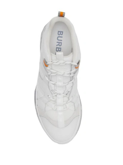 Shop Burberry Union Sneakers In White