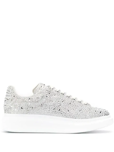 Shop Alexander Mcqueen Crystal-embellished Oversized Sneakers In White