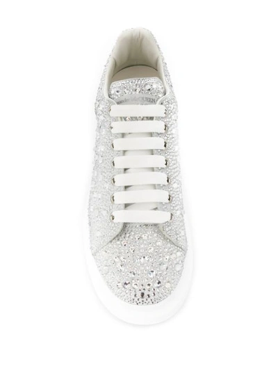 Shop Alexander Mcqueen Crystal-embellished Oversized Sneakers In White