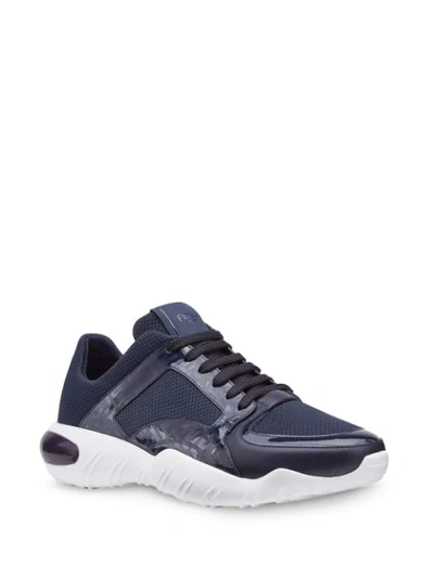 Shop Fendi Ff Lace-up Sneakers In Blue