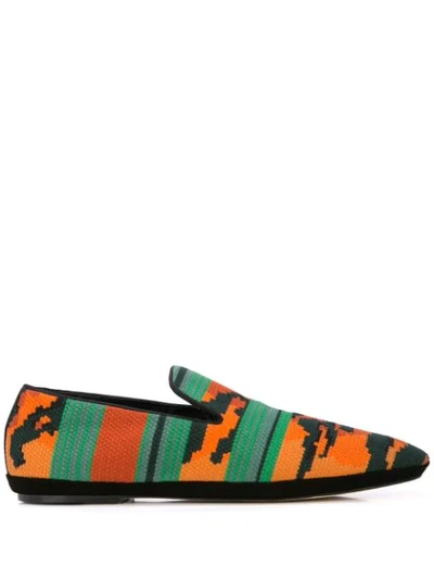 Shop Loewe Tiger Woven Slippers In Orange