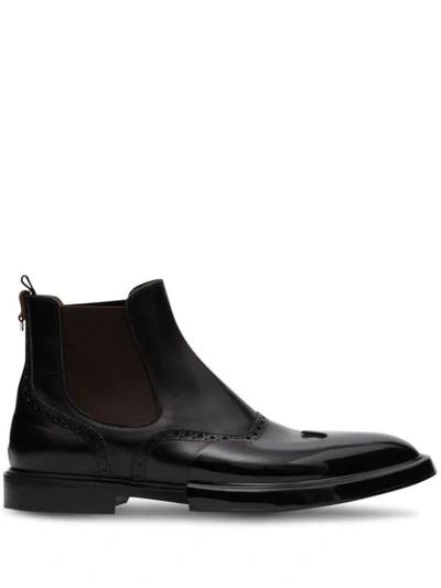 Shop Burberry Toe Cap Detail Chelsea Boots In Black