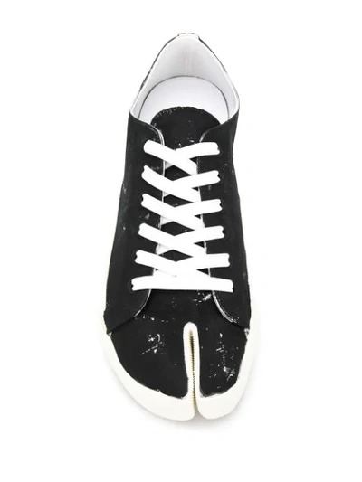 Shop Maison Margiela Paint Splattered Tabi Sneakers In Black