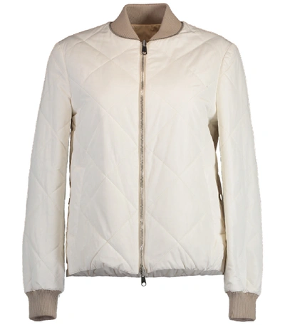 Shop Brunello Cucinelli Reversible Quilt Bomber Jacket In Chalk