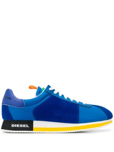 Shop Diesel Lace-up Trainers In Blue