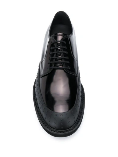 Shop Tod's Pebbled Derby Shoes In B999 Nero
