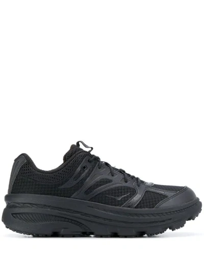Shop Hoka One One Panelled Sneakers In Blk Black