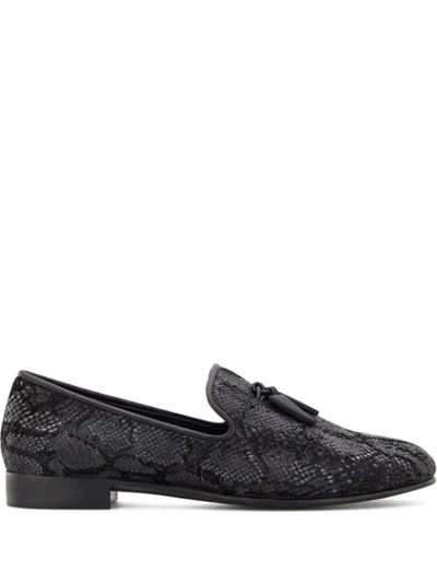 Shop Giuseppe Zanotti Shark Python Loafers In Black