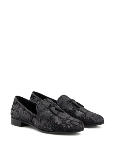 Shop Giuseppe Zanotti Shark Python Loafers In Black