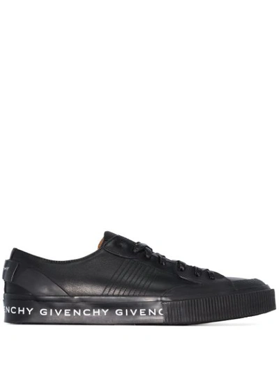 Shop Givenchy Tennis Light Logo Print Sneakers In Black