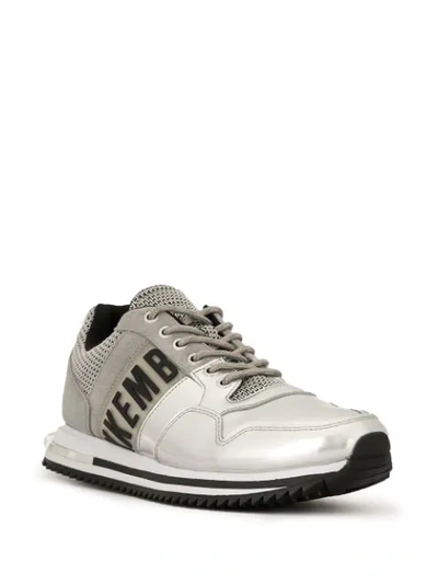 Shop Dirk Bikkembergs Mixed Material Metallic Sneakers In Grey