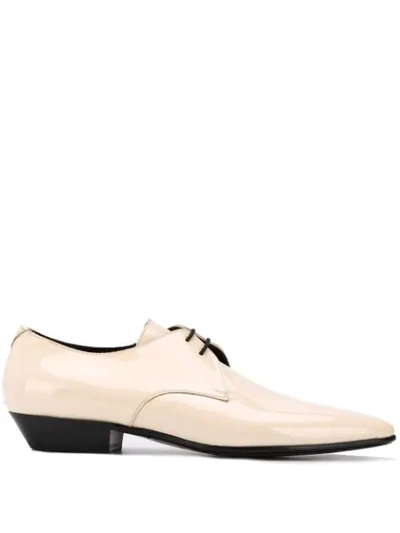 Shop Saint Laurent Jonas Derby Shoes In White