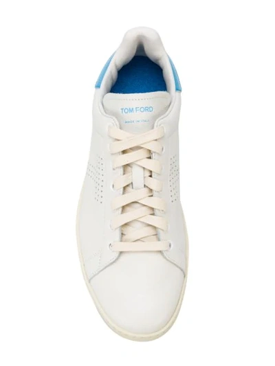 Shop Tom Ford Contrast Detail Sneakers In Bianco Celeste