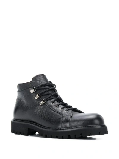 Shop Baldinini Chunky Heel Lace-up Boots In Black