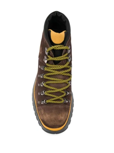 Shop Prada Lace-up Hiking Boots In F0003 Moro