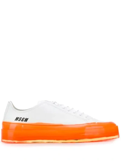 Shop Msgm Fluorescent Sole Sneakers In White