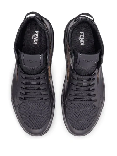 Shop Fendi Jacquard Ff Logo High-top Sneakers In Black