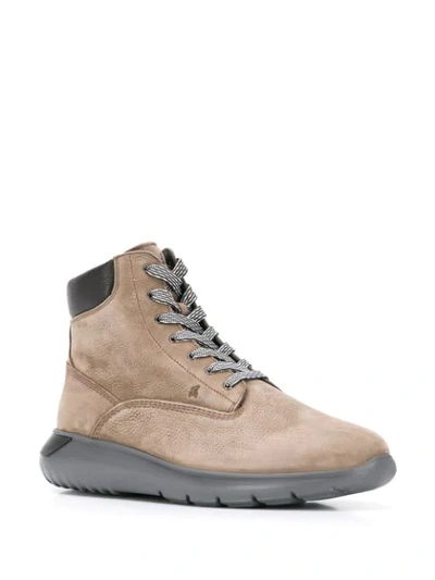 Shop Hogan Lace Up Ankle Boots In Neutrals