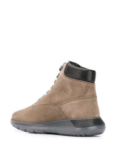 Shop Hogan Lace Up Ankle Boots In Neutrals