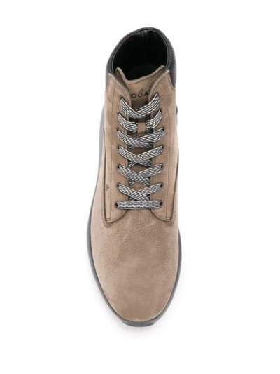 Shop Hogan Lace Up Ankle Boots In Neutrals