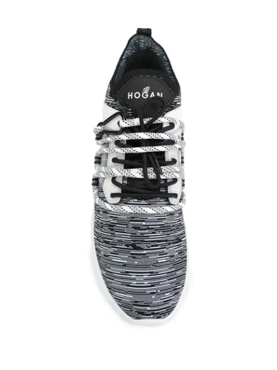 Hogan High Top Mirrored Panel Sneakers In White