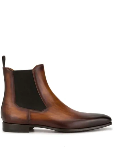 Shop Magnanni Chelsea Square Toe Boots In Browns