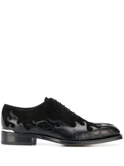 Shop Alexander Mcqueen Flame Pattern Oxford Shoes In Black