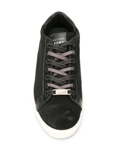 Shop Leather Crown Lace-up Sneakers In Black
