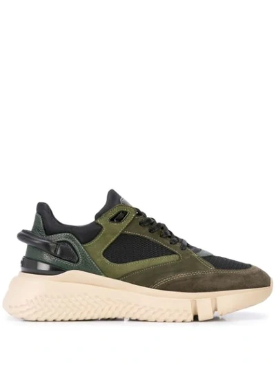 Shop Buscemi Veloce Panelled Sneakers In Green