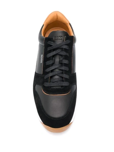 Shop Hugo Boss Running-inspired Mixed Trainers In Black