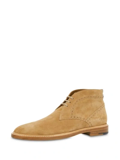 Shop Burberry Brogue Detail Boots In Brown