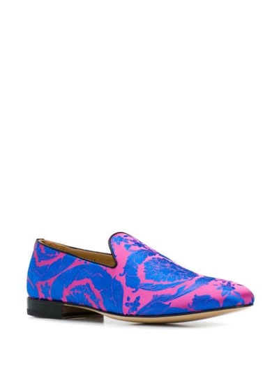 Shop Versace Baroque Print Slippers In Blue