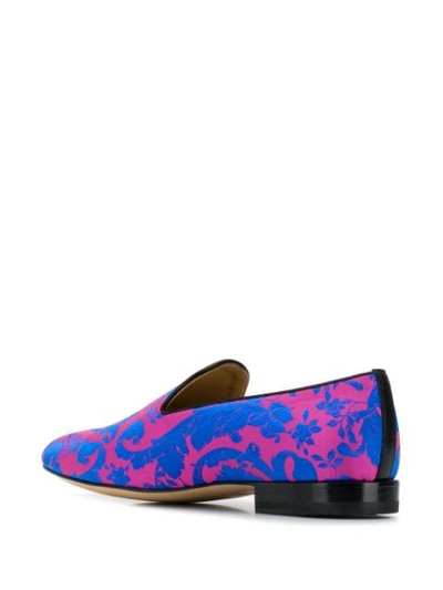Shop Versace Baroque Print Slippers In Blue