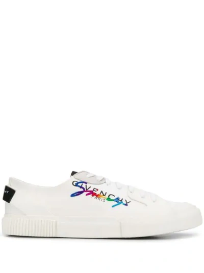 Shop Givenchy Embroidered Detail Low-top Trainers In White