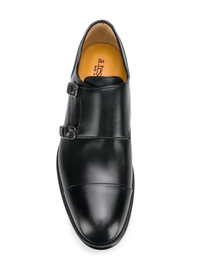 Shop A. Testoni Side-buckle Monk Shoes In Aeb Black Dark Metal